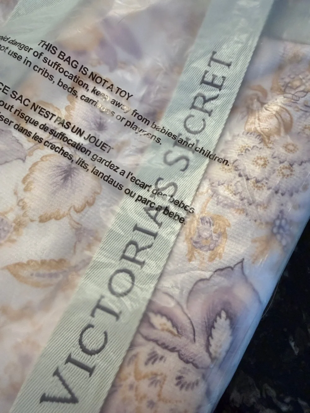 Victoria's Secret Lavender & Gold Floral Backpack and towel set
